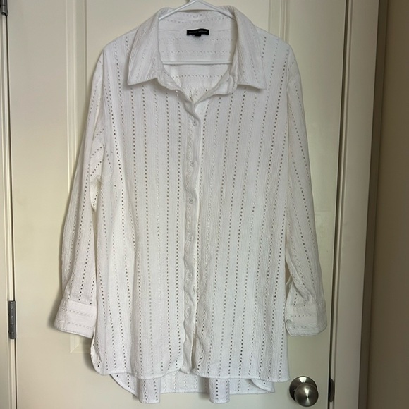 Universal Standard White Stretch Poplin Shirt Button Down Medium 18-20 - Picture 7 of 7